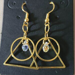 Teardrop Crystal Eye-Catching Gold Geometric Earrings